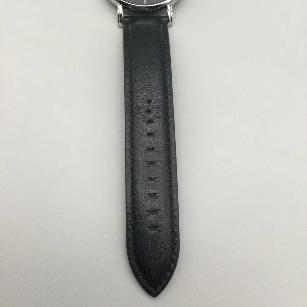 Burei S-19006M Mens Watch 41mm Black Dial Black Leather Date Dress New Battery